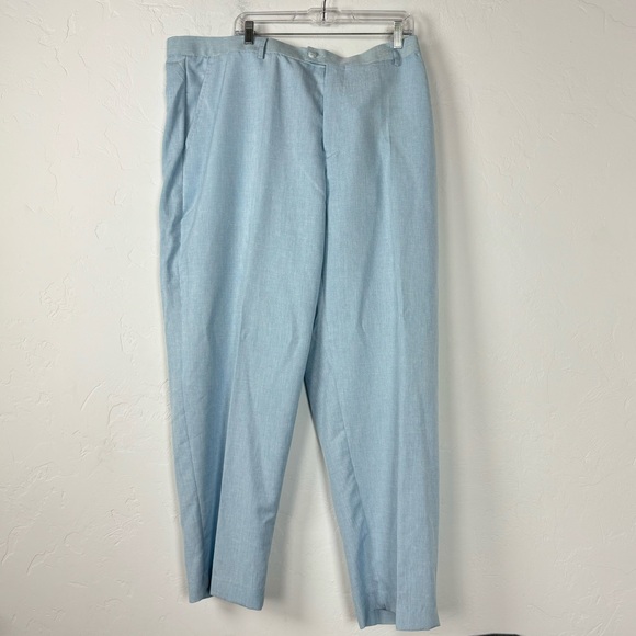 Stacy Adams Dress Pants Trousers Light Blue Heathered Marled Knit Pleated Work - Picture 1 of 14